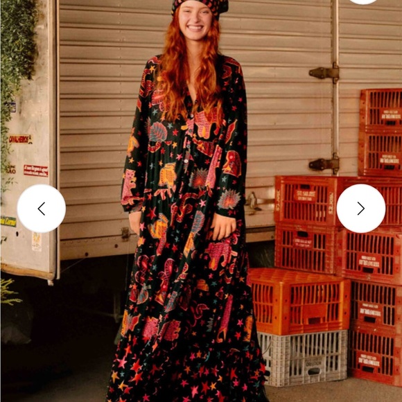 Farm Rio Animal Sky Maxi Dress Button-Up - Picture 10 of 11